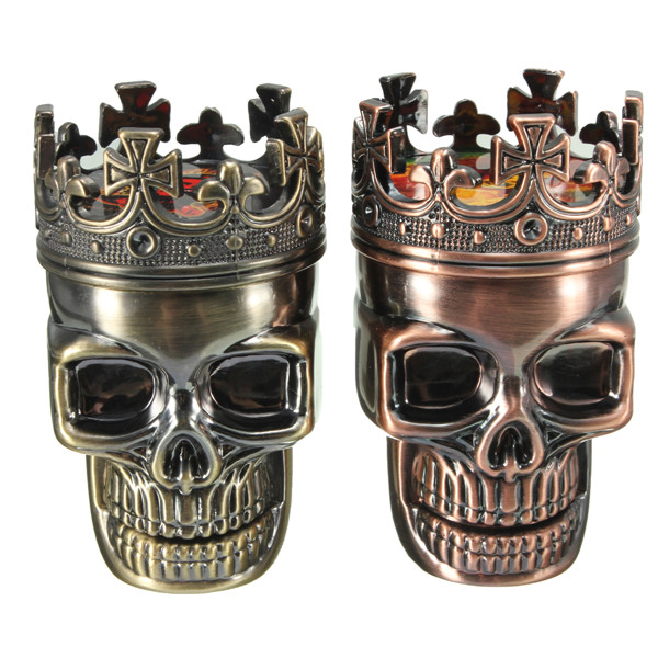 2015 new arrival king skull shape metal tobacco grinder herb smoke grinders hand muller magnetic