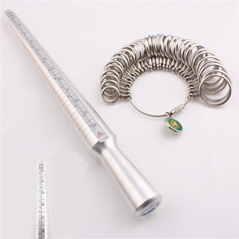 2015 new arrival silver ring sizer finger sizing measuring stick metal ring mandrel us size
