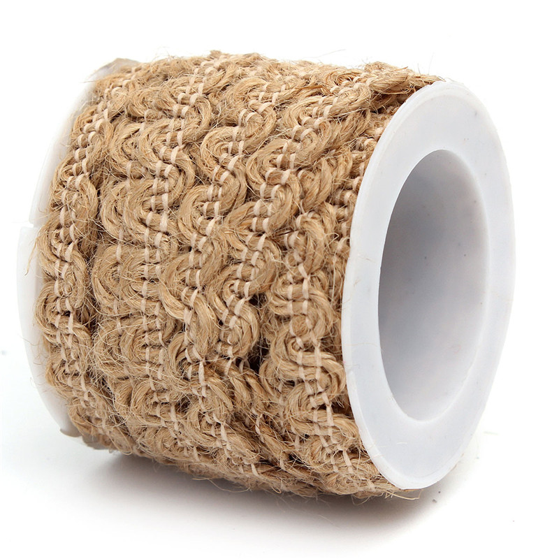 2015 new stylish 5m natural hessian jute twine rope burlap ribbon diy craft vintage wedding party decor