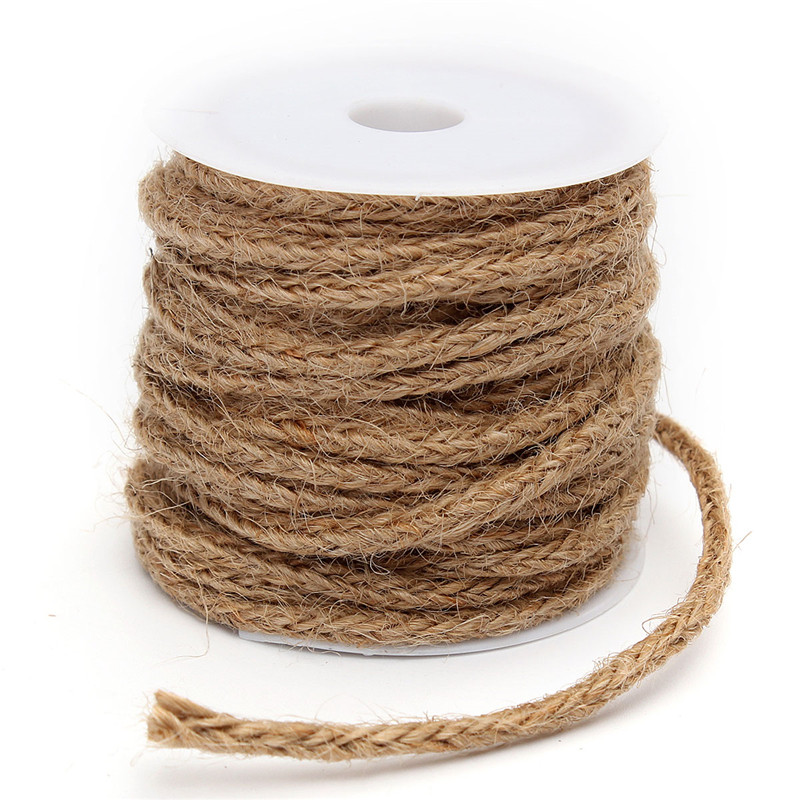 2015 new stylish 5m natural hessian jute twine rope burlap ribbon diy craft vintage wedding party decor