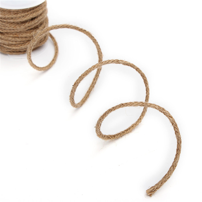 2015 new stylish 5m natural hessian jute twine rope burlap ribbon diy craft vintage wedding party decor