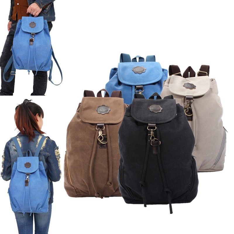 2015 new stylish retro vintage canvas travel satchel shoulder bag schoolbag backpack student retro rucksack student
