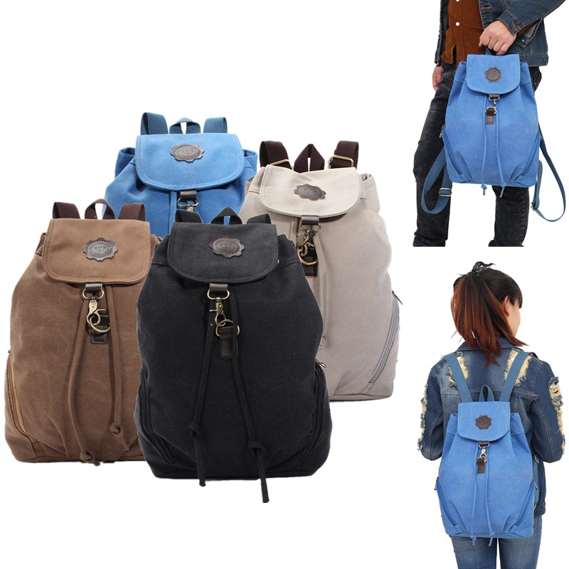 2015 new stylish retro vintage canvas travel satchel shoulder bag schoolbag backpack student retro rucksack student