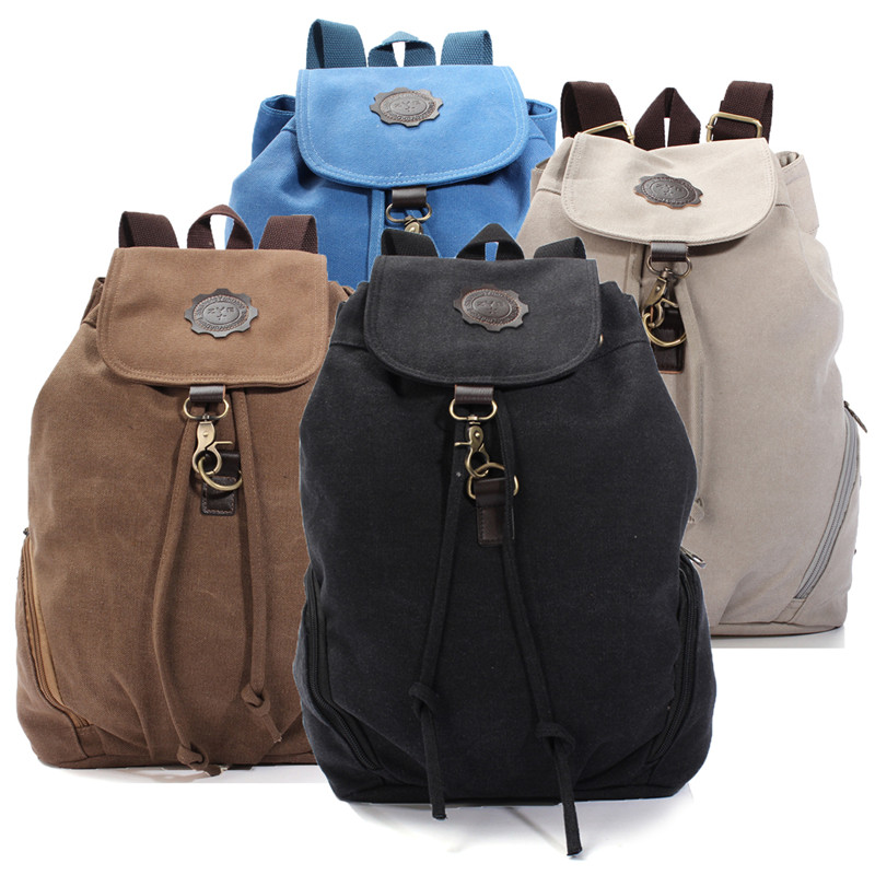 2015 new stylish retro vintage canvas travel satchel shoulder bag schoolbag backpack student retro rucksack student