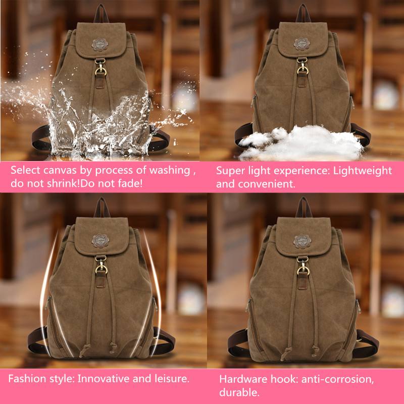 2015 new stylish retro vintage canvas travel satchel shoulder bag schoolbag backpack student retro rucksack student