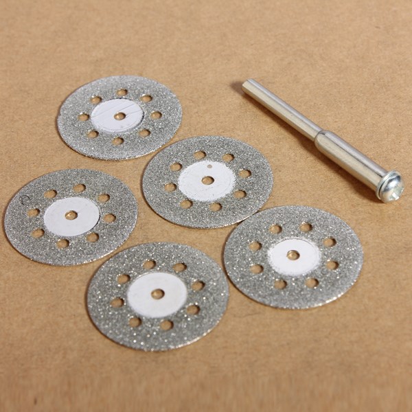 22mm 5pcs carbon steel mini diamond cutting discs tools + 1 mandrel for dremel