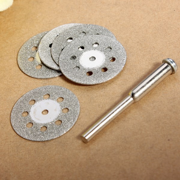 22mm 5pcs carbon steel mini diamond cutting discs tools + 1 mandrel for dremel