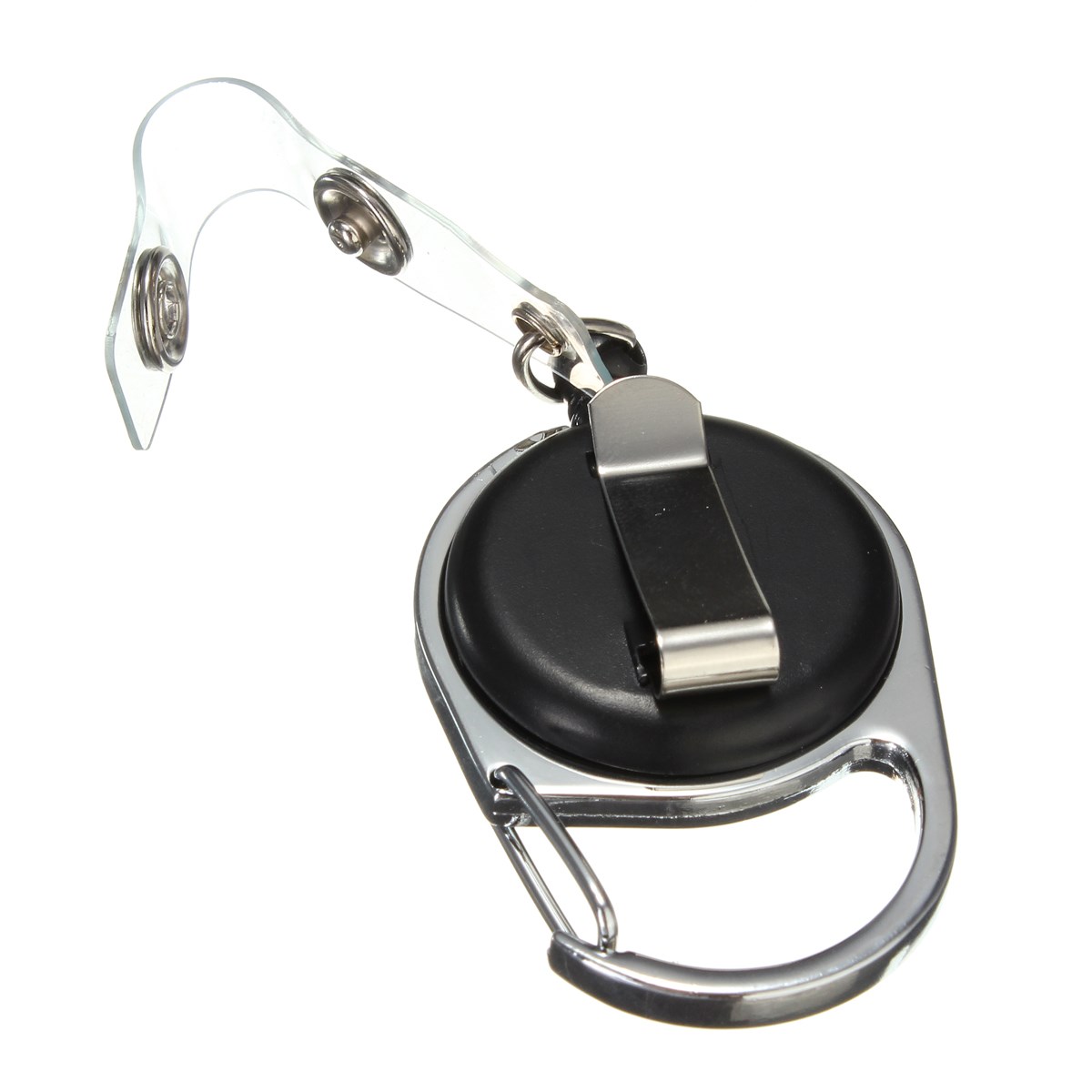 2pcs retractable metal chromed housing plastic covers pull key clip ring id badge name tag card holder recoil reel belt
