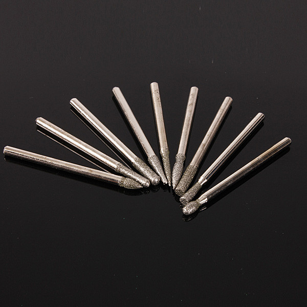 30pcs new arrival diamond burr rotary glass drill bits engraving tool set 3mm shanks with box glass marble rock jewelry