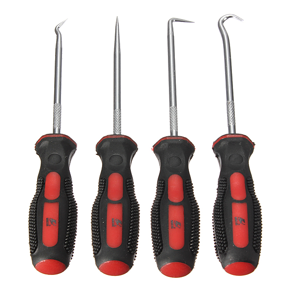 4pc extra long reach hook & pick set removal tool o-ring seal remover craft grip
