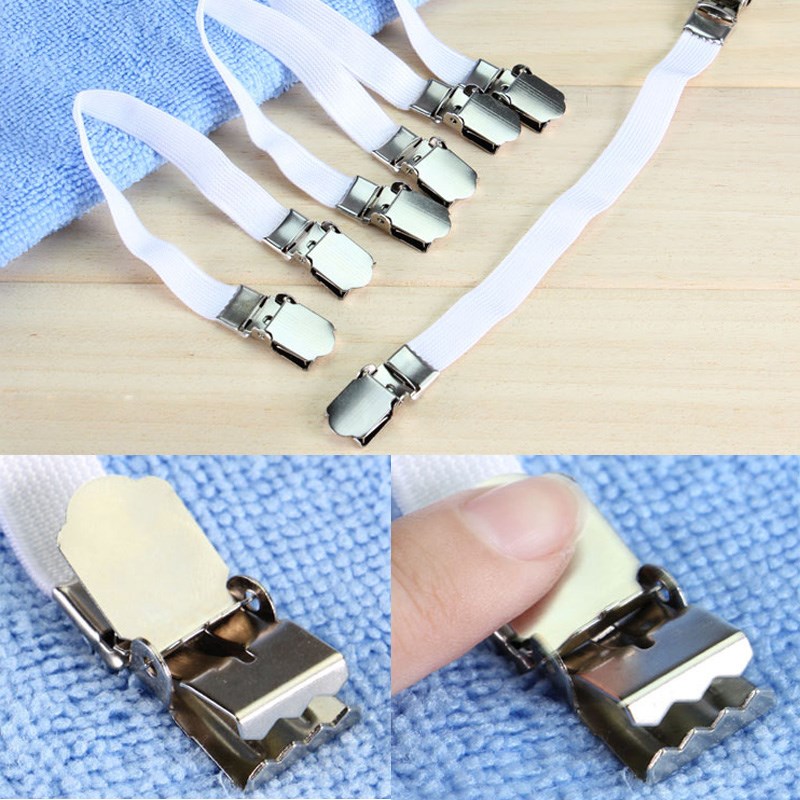 4pcs/set chrome metal bed sheet fasteners clip grippers mattress strong elastic holder