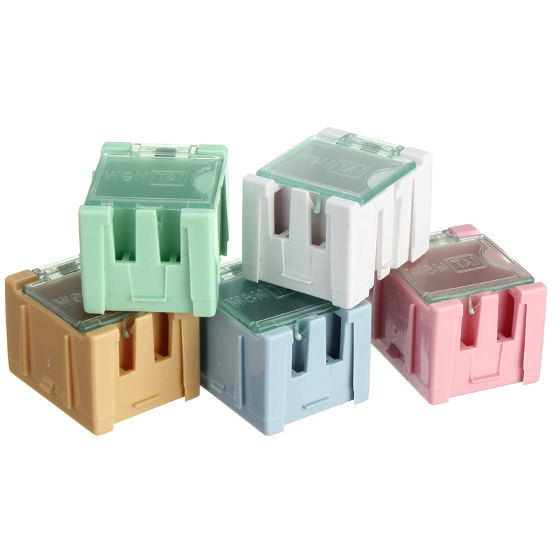 50pcs smt smd electronic components parts box cases patch laboratory storage box plastic five color