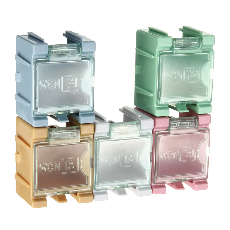 50pcs smt smd electronic components parts box cases patch laboratory storage box plastic five color