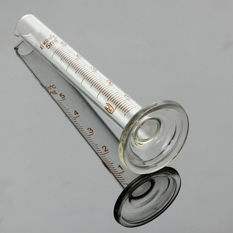 5ml profession graduated glass measuring cylinder chemistry lab spout measure