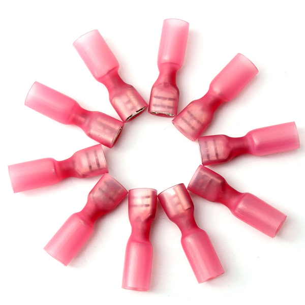 best promotion!!10pcs fully insulated red female spade connector terminals 0.5-1.5mm 22-16awg new arrival