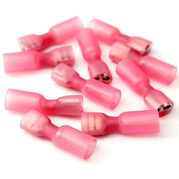 best promotion!!10pcs fully insulated red female spade connector terminals 0.5-1.5mm 22-16awg new arrival