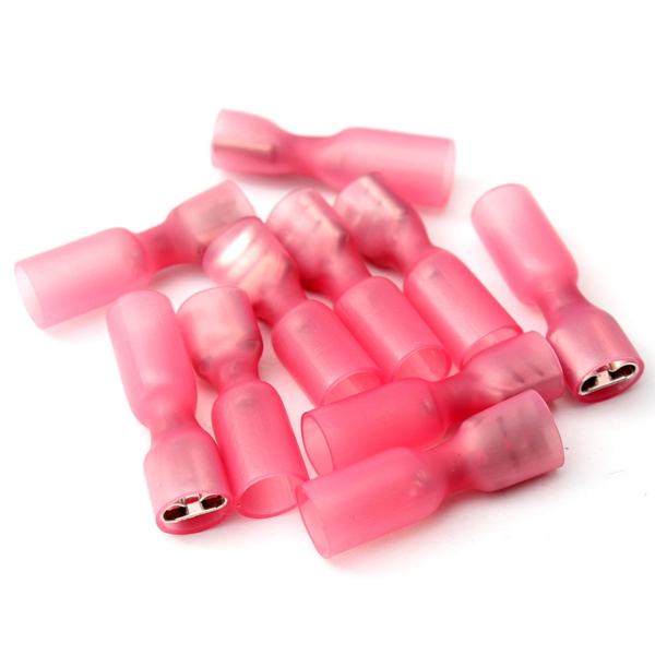 best promotion!!10pcs fully insulated red female spade connector terminals 0.5-1.5mm 22-16awg new arrival