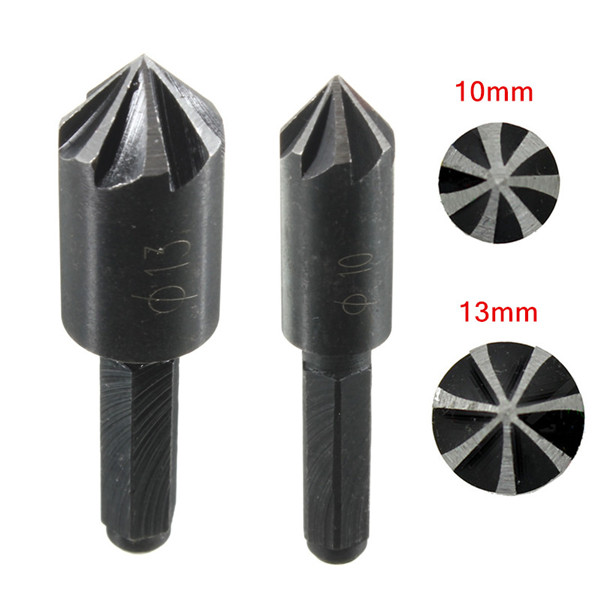 best promotion 2pcs/lot hcs 10mm 13mm countersink drill bit set 7 flute counter sink chamfer cutter 1/4" hex shank best promotion 2pcs/lot hcs 10mm 13mm countersink drill bit set 7 flute counter sink chamfer cutter 1/4" hex shank