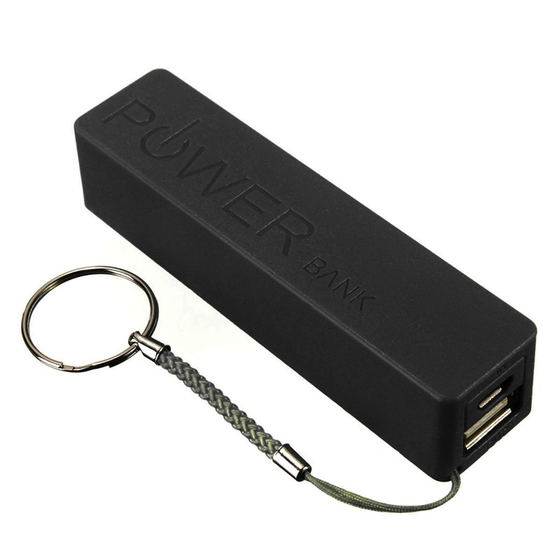 best promotion black new external power bank keychain for smartphone cellphone 18650 battery charger protable case box holder