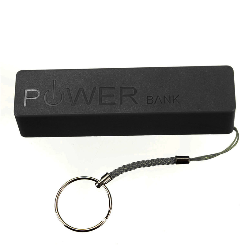 best promotion black new external power bank keychain for smartphone cellphone 18650 battery charger protable case box holder