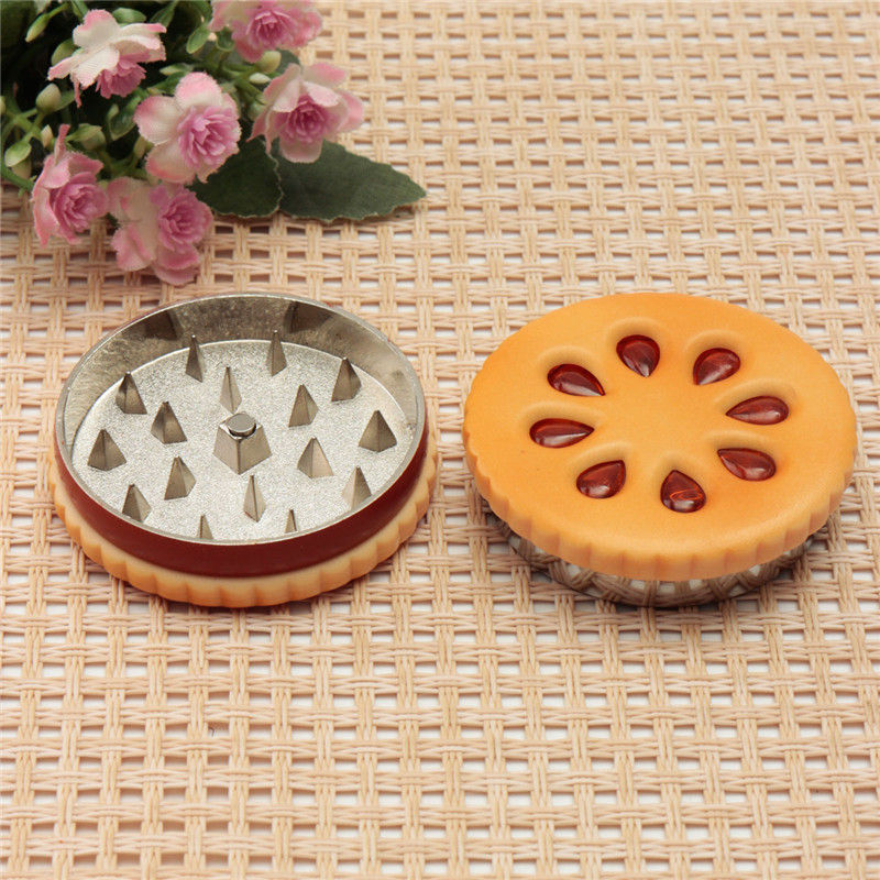 brand new 55mm cookie shape biscuit metal grinder tabacco crusher dried flowers herbs home brand new 55mm cookie shape biscuit metal grinder tabacco crusher dried flowers herbs home
