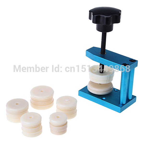 brand new watch crystal front back case screw press watchmakers repair tool + 12 dies new