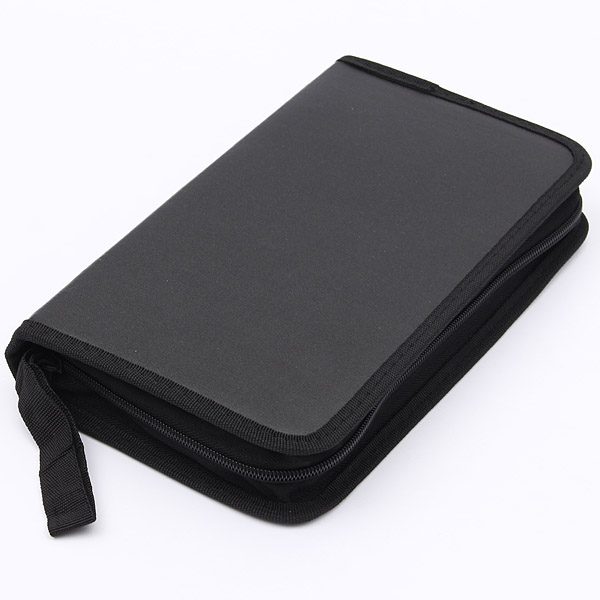 casual black pu leather pp nylon cd vcd dvd 80 discs storage holder case wallet bag carry organizer collection