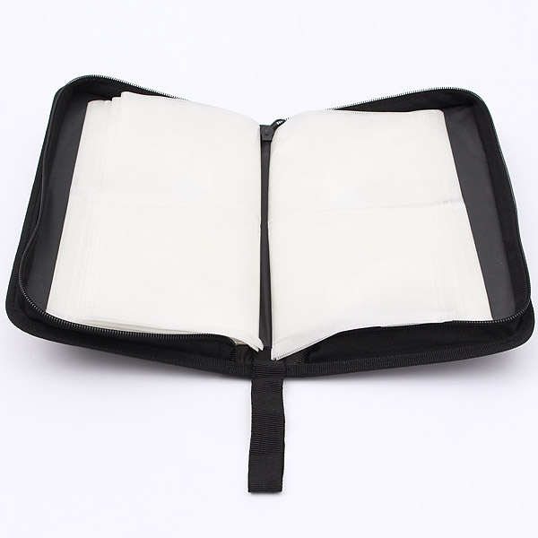 casual black pu leather pp nylon cd vcd dvd 80 discs storage holder case wallet bag carry organizer collection