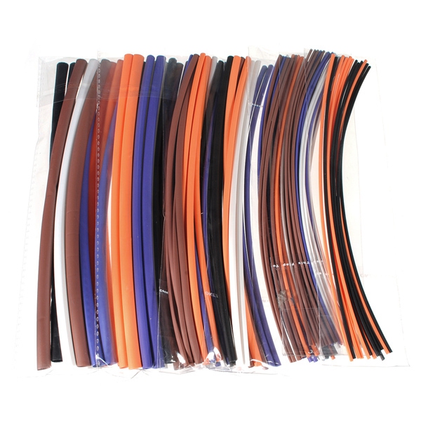 excellent quality 100pcs 2:1 6 sizes 5 colors assortment polyolefin h-type heat shrink tubing tube sleeving wrap wire cable kit
