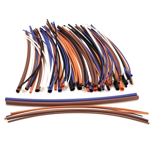 excellent quality 100pcs 2:1 6 sizes 5 colors assortment polyolefin h-type heat shrink tubing tube sleeving wrap wire cable kit