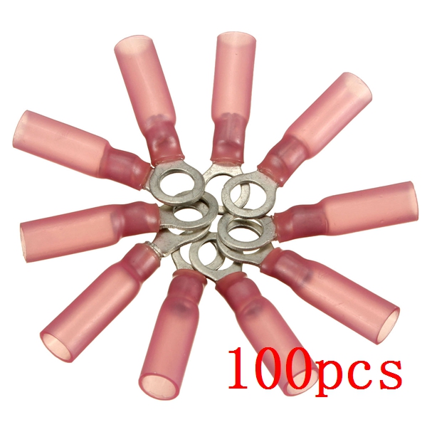 excellent quality 100pcs 5.3mm red crimp terminals insulated ring connector 0.5-1.5mm 22-16awg m5