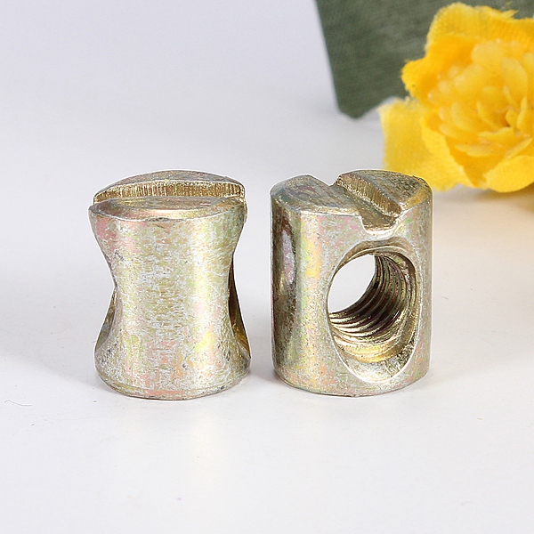 excellent quality 10pcs/lot barrel bolts m6 6x10x12mm cross dowel slotted furniture nuts for beds cribs chairs