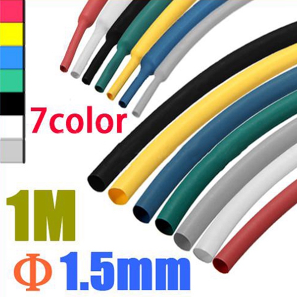 excellent quality 1m 1.5mm 7 color 2:1 polyolefin heat shrink tubing tube sleeve sleeving wrap new arrival