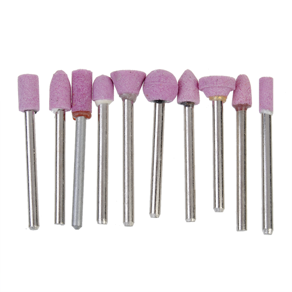 high 10 pcs/set shank diameter 3mm grinding wheel grinding head rotary tools burrs points ceramic flint grinding head h2782