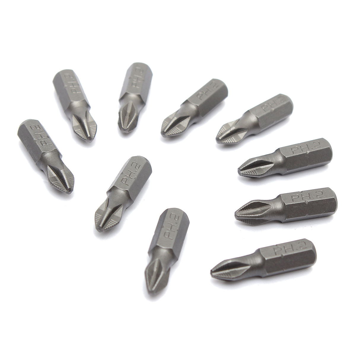 high qualtiy 10pcs 1/4" hex shank magnetic tip ph2 phillips screwdriver bits set kit 25mm