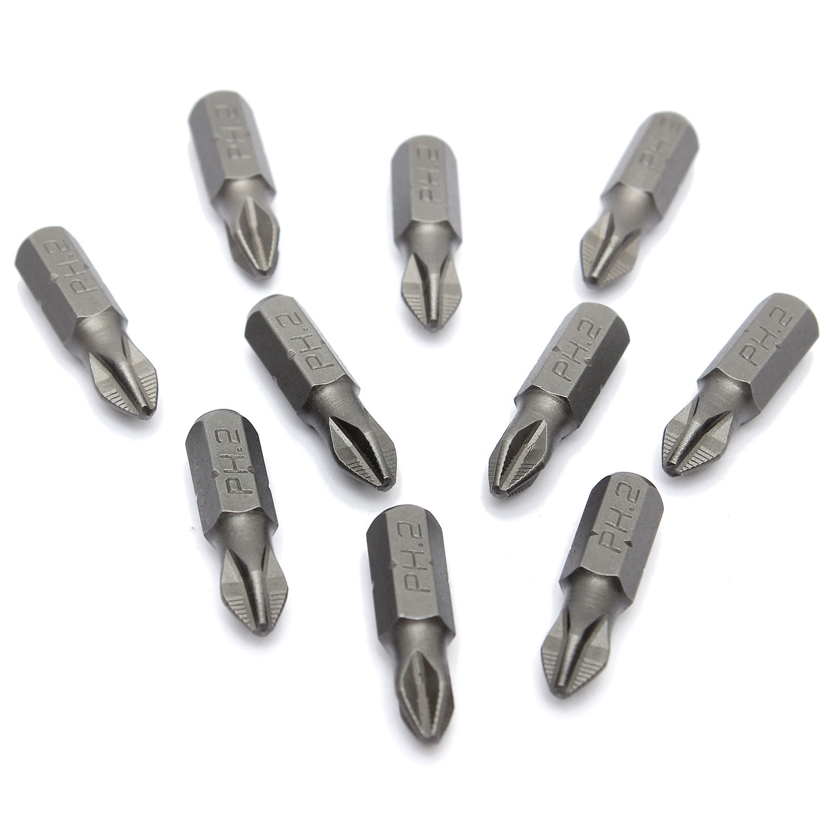 high qualtiy 10pcs 1/4" hex shank magnetic tip ph2 phillips screwdriver bits set kit 25mm