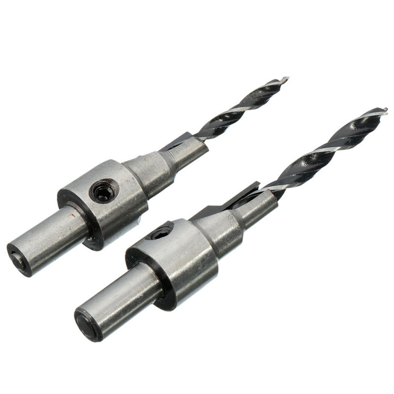 high standard 2pcs/set hss 5 flute countersink drill bit set reamer woodworking chamfer 3mm-10mm kits tools