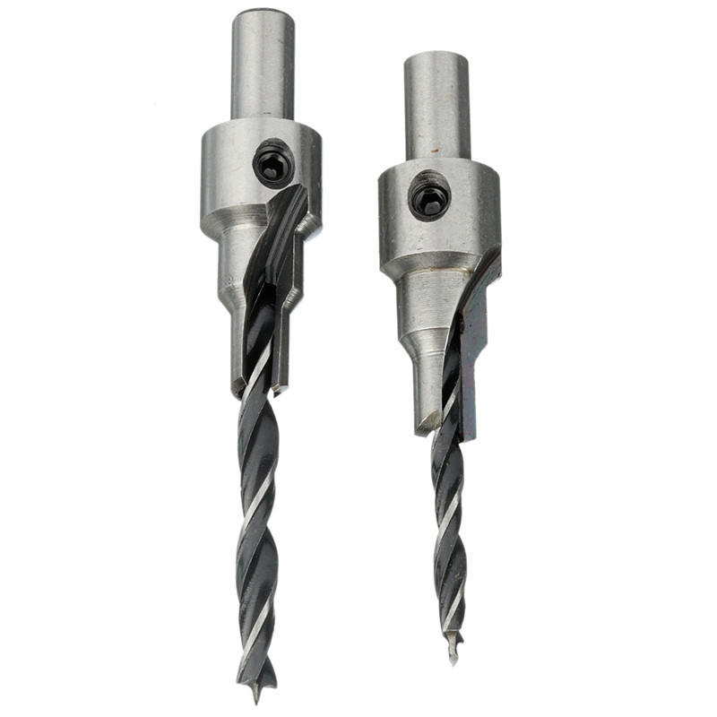 high standard 2pcs/set hss 5 flute countersink drill bit set reamer woodworking chamfer 3mm-10mm kits tools