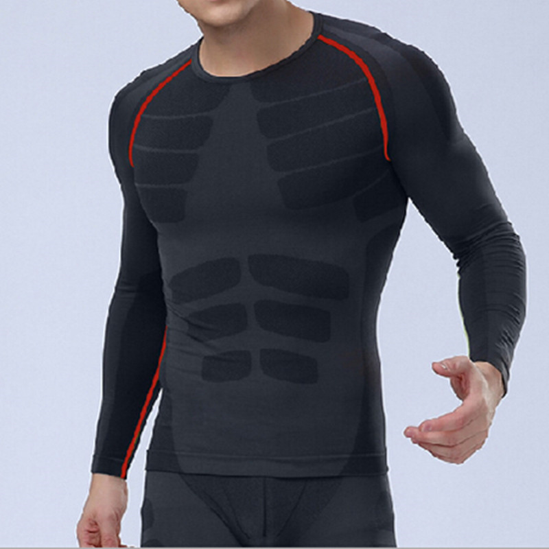 men compression armour long sleeve sports tight shirts fitness thermal gym base layer tops m-xl
