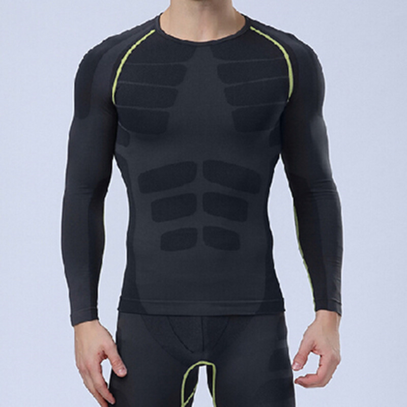 men compression armour long sleeve sports tight shirts fitness thermal gym base layer tops m-xl