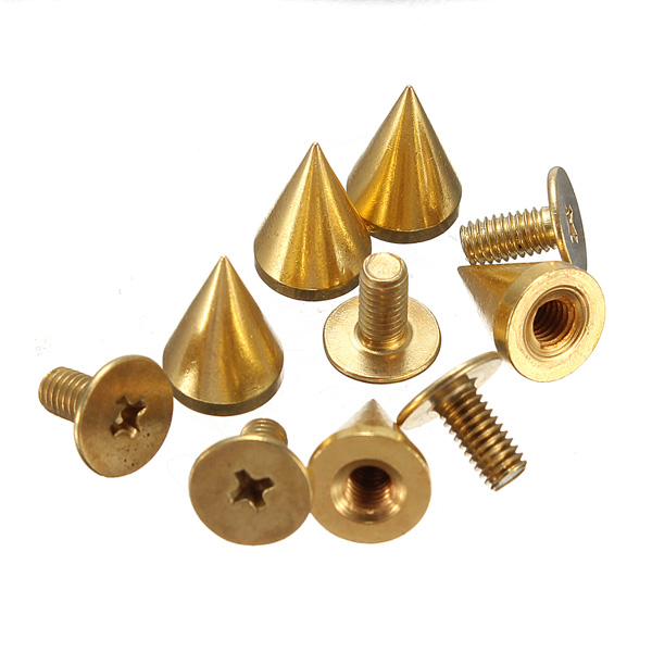 new 10pcs/lot 10mm metal gold cone spikes screwback studs rivet belt jewelry bracelet leather bag clothing leather craft diy new 10pcs/lot 10mm metal gold cone spikes screwback studs rivet belt jewelry bracelet leather bag clothing leather craft diy