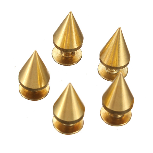 new 10pcs/lot 10mm metal gold cone spikes screwback studs rivet belt jewelry bracelet leather bag clothing leather craft diy
