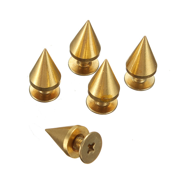 new 10pcs/lot 10mm metal gold cone spikes screwback studs rivet belt jewelry bracelet leather bag clothing leather craft diy