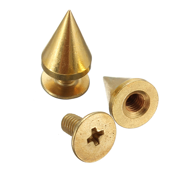 new 10pcs/lot 10mm metal gold cone spikes screwback studs rivet belt jewelry bracelet leather bag clothing leather craft diy