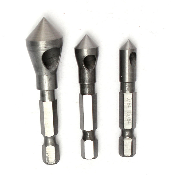 new 3pcs/lot countersink bit set deburring drill bits tapper hole cutter hand tools chamfer set wood