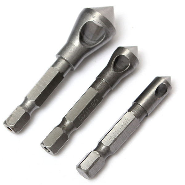new 3pcs/lot countersink bit set deburring drill bits tapper hole cutter hand tools chamfer set wood