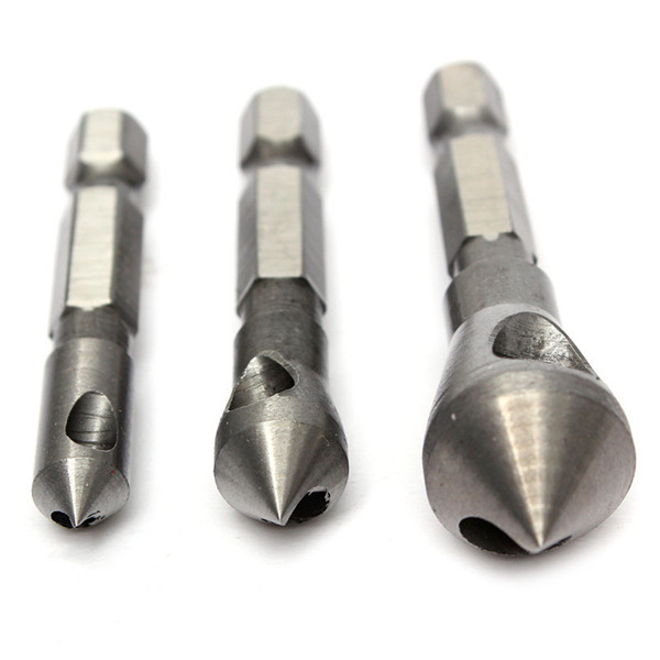 new 3pcs/lot countersink bit set deburring drill bits tapper hole cutter hand tools chamfer set wood