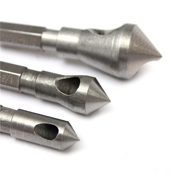 new 3pcs/lot countersink bit set deburring drill bits tapper hole cutter hand tools chamfer set wood