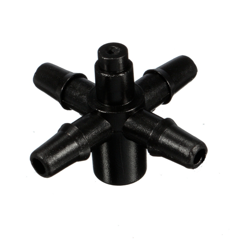 new 5 way agricultural garden plastic irrigation connector 1/4 inch barb drip cross connector fittings garden sprinklers black