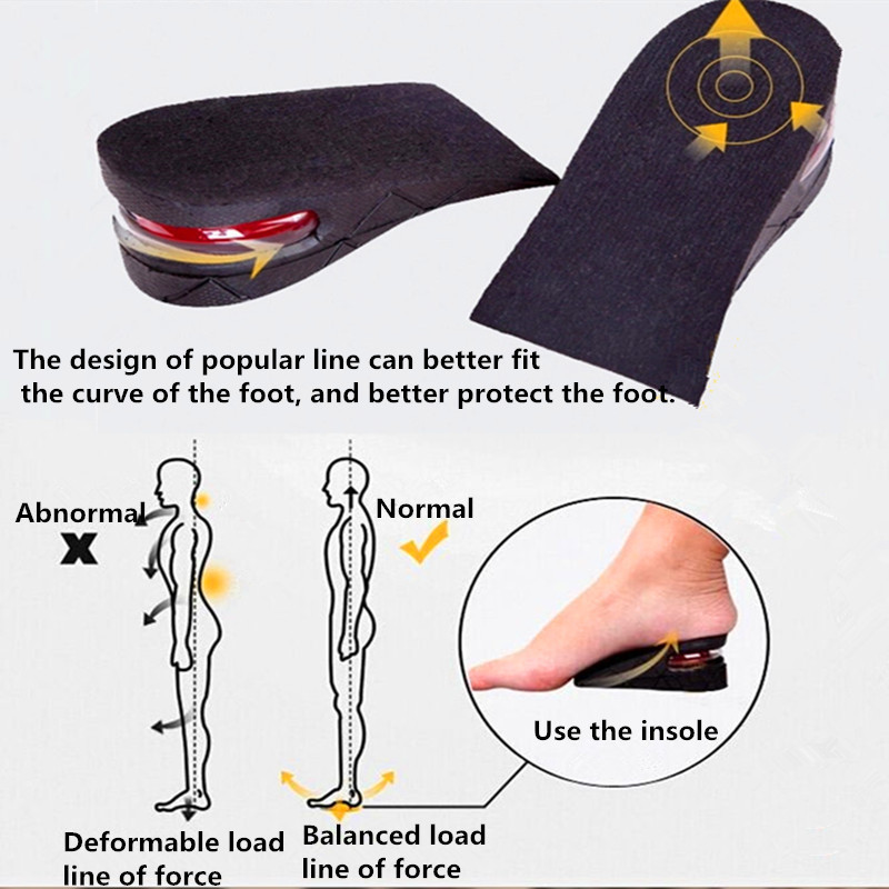 new arrival 1 pair unisex shoe insole air cushion heel insert increase taller height lift 5 cm